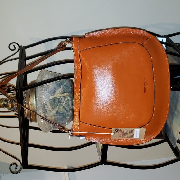 Made in Italy Anna Paola burnt orange leather shoulder bag. Medium size. NWT - Picture 2 of 7